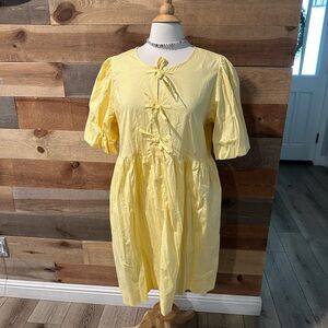 Joie Yellow Midi Dress with Bow Details